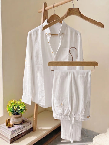 French Linen Men's Top & Bottom Set
