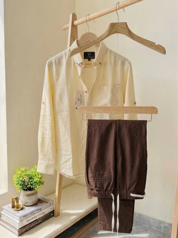 The Luxury Linen Essential Pair Lemon & Brown