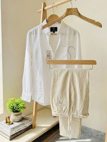 The Luxury Linen Essential Pair White & Beige