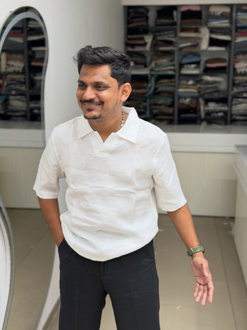 The V-Neck Linen Polo T-Shirt