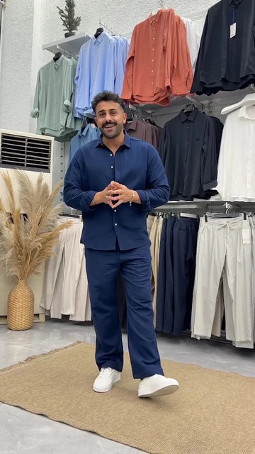 Linen Luxury Top & Bottom Set Blue