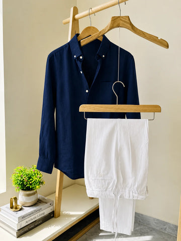 The Luxury Linen Essential Pair Blue & White
