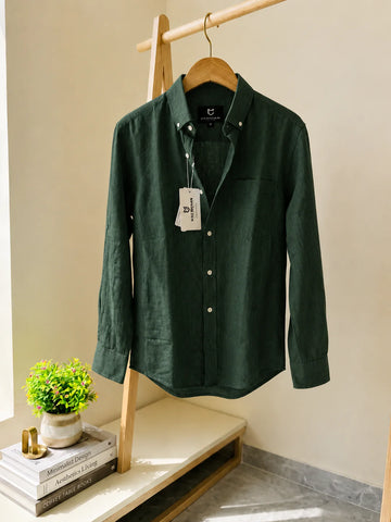The Luxury Linen Essential Shirt Green