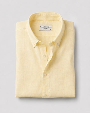 The Luxury Linen Full Sleeve Shirt Lemon
