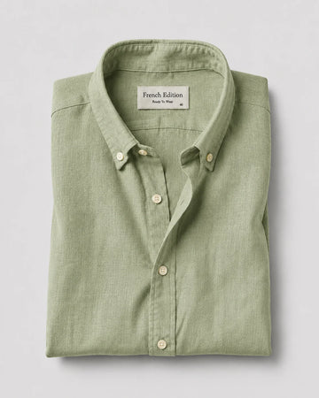 The Luxury Linen Full Sleeve Shirt Olive Green