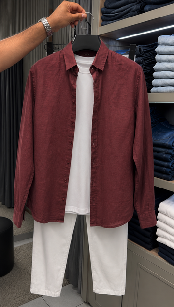 French Edition Signature Linen Top & Bottom Set - Red & White