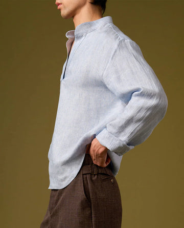 Mandarin Collar Linen Shirt