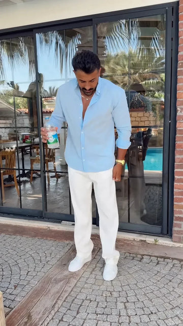 The Prime Linen Edition Set - Sky Blue & White