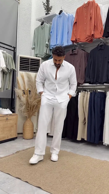 Linen Luxury Top & Bottom Set White
